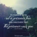 <p>To forgive is to set a prisoner free and discover that the prisoner was you. #forgiveness #marriage</p>